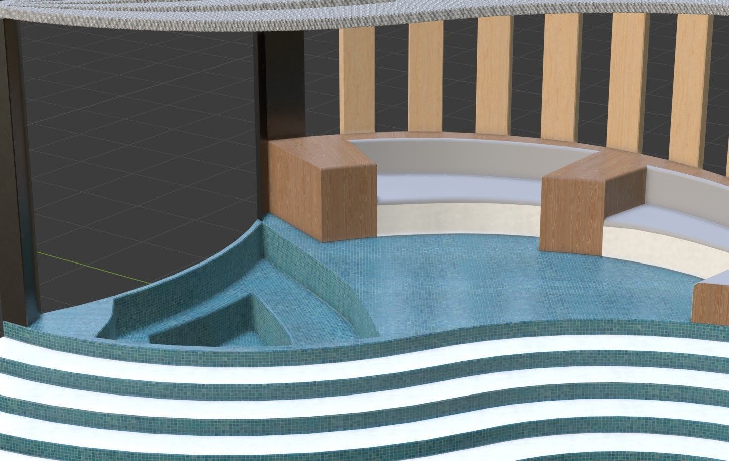 Alcove wooden structure Low-poly 3D model_14