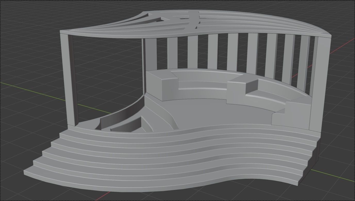 Alcove wooden structure Low-poly 3D model_9