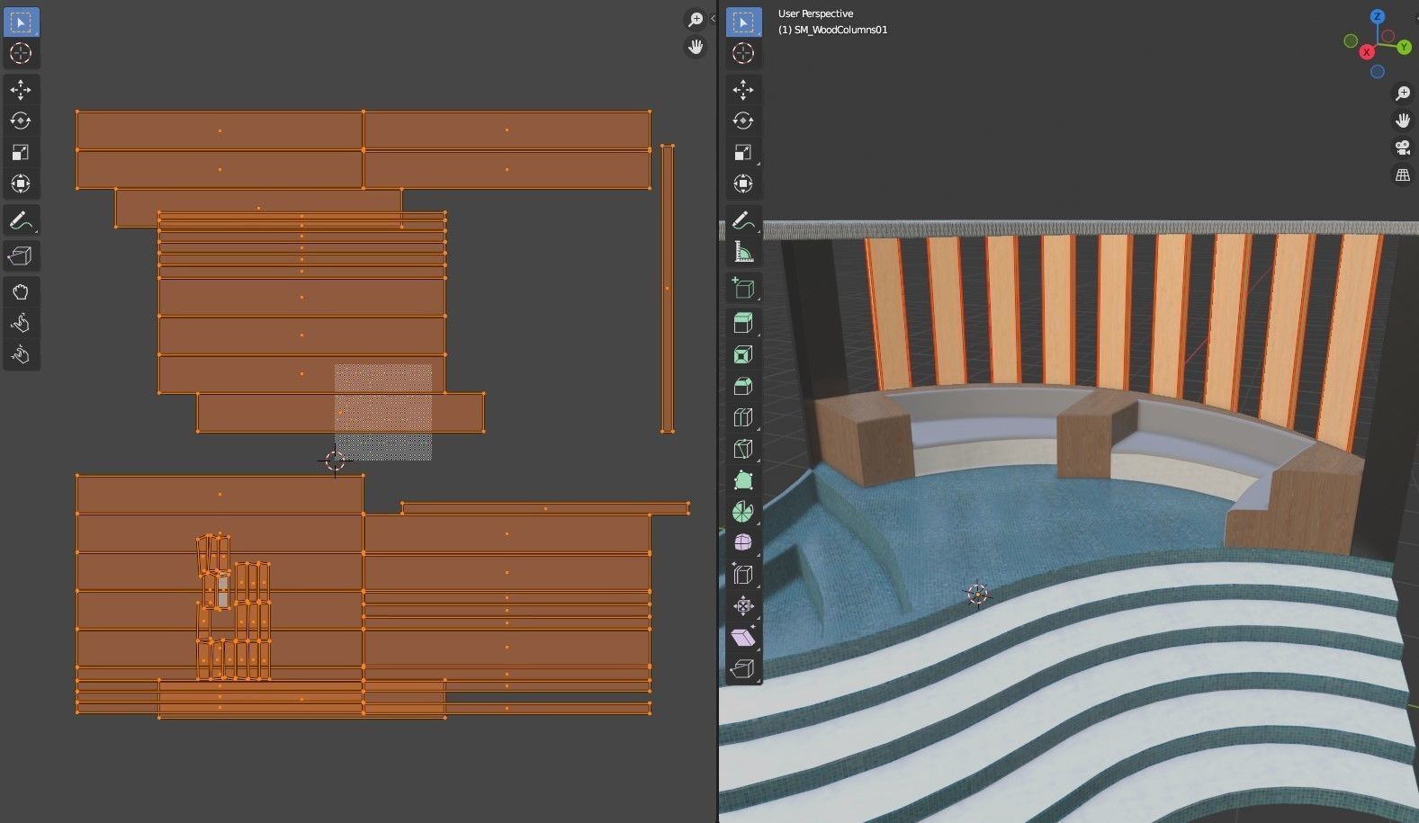 Alcove wooden structure Low-poly 3D model_4