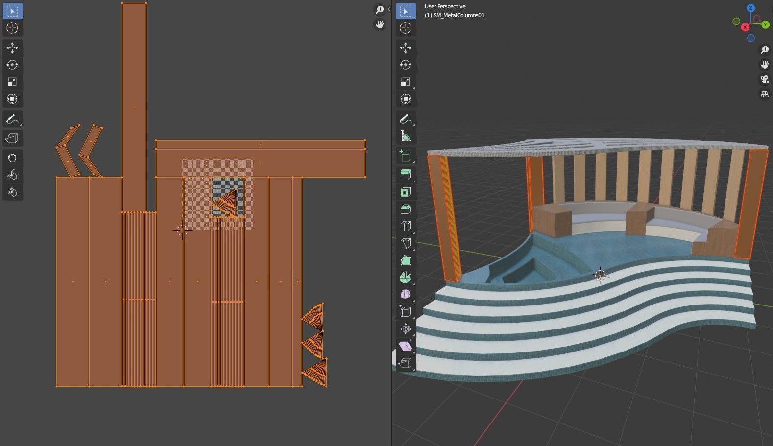 Alcove wooden structure Low-poly 3D model_5