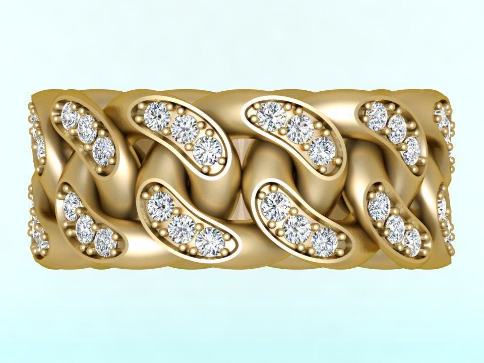 Chain ring - Miami Cuban ring - Link ring - Size 09 3D print model_3