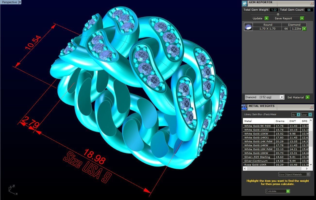 Chain ring - Miami Cuban ring - Link ring - Size 09 3D print model_6