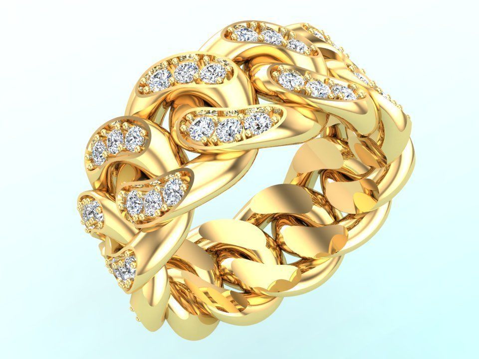 Chain ring - Miami Cuban ring - Link ring - Size 09 3D print model_8