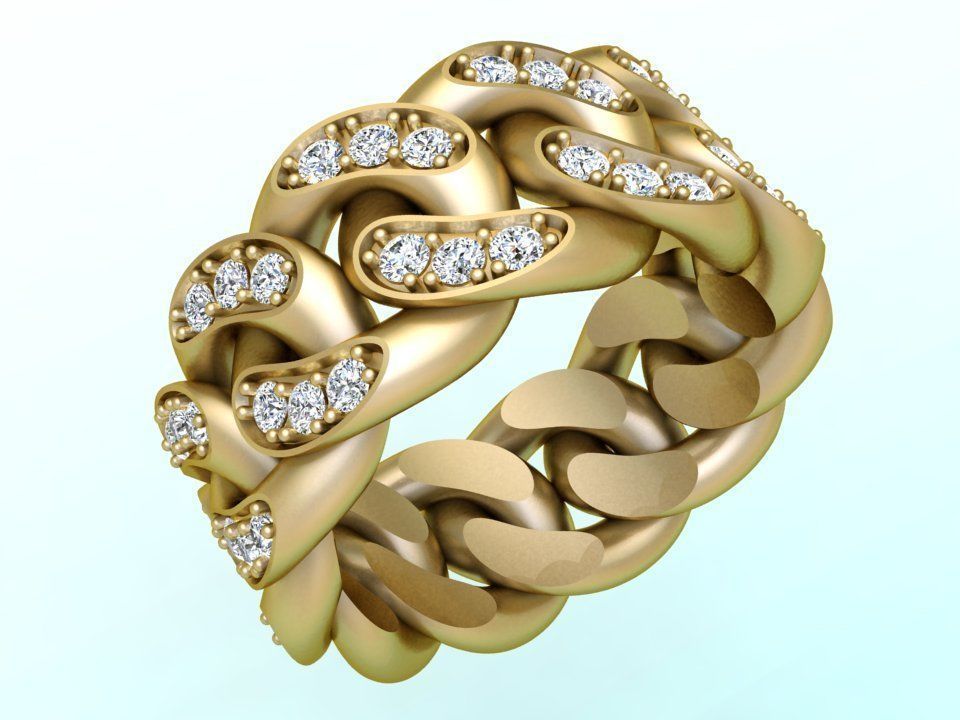 Chain ring - Miami Cuban ring - Link ring - Size 09 3D print model_2