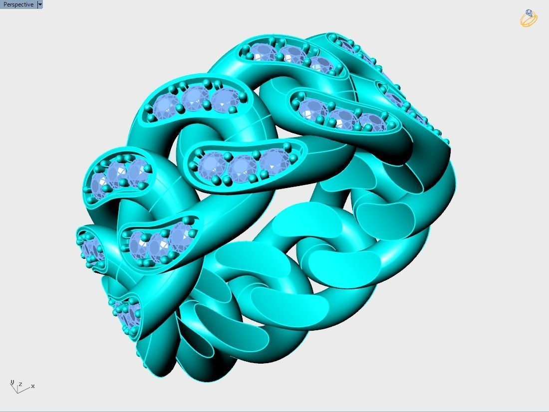 Chain ring - Miami Cuban ring - Link ring - Size 09 3D print model_7