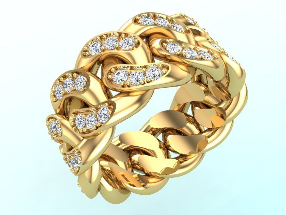 Chain ring - Miami Cuban ring - Link ring - Size 09 3D print model_1