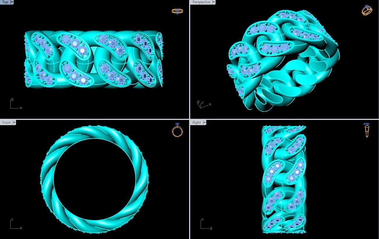 Chain ring - Miami Cuban ring - Link ring - Size 09 3D print model_5