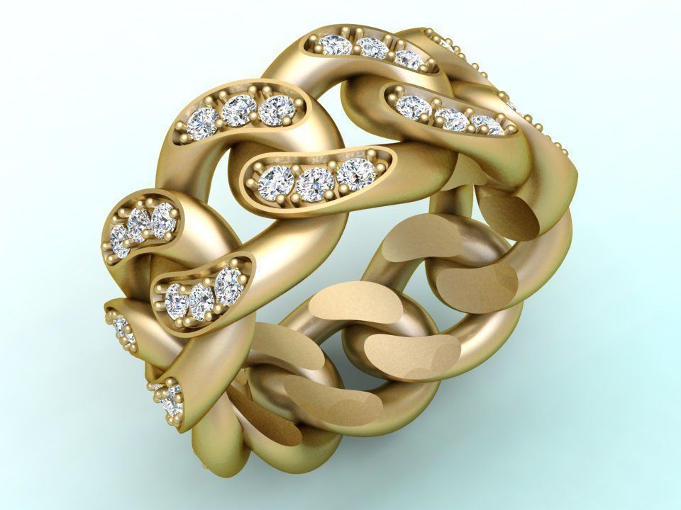 Chain ring - Miami Cuban ring - Link ring - Size 09 3D print model_2