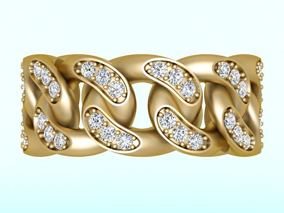 Chain ring - Miami Cuban ring - Link ring - Size 09 3D print model_3