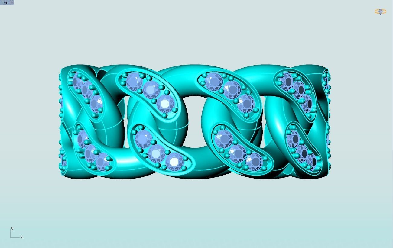 Chain ring - Miami Cuban ring - Link ring - Size 09 3D print model_11