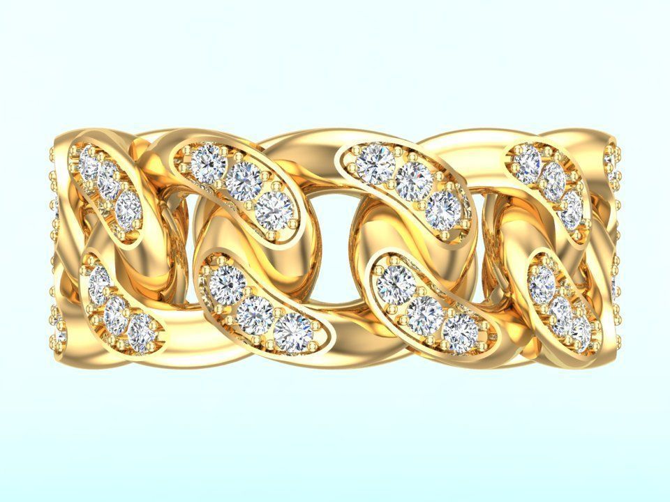 Chain ring - Miami Cuban ring - Link ring - Size 09 3D print model_8