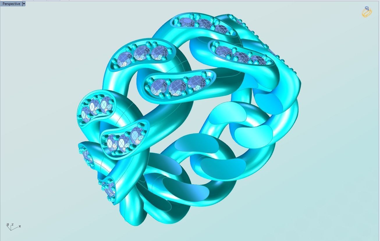 Chain ring - Miami Cuban ring - Link ring - Size 09 3D print model_7