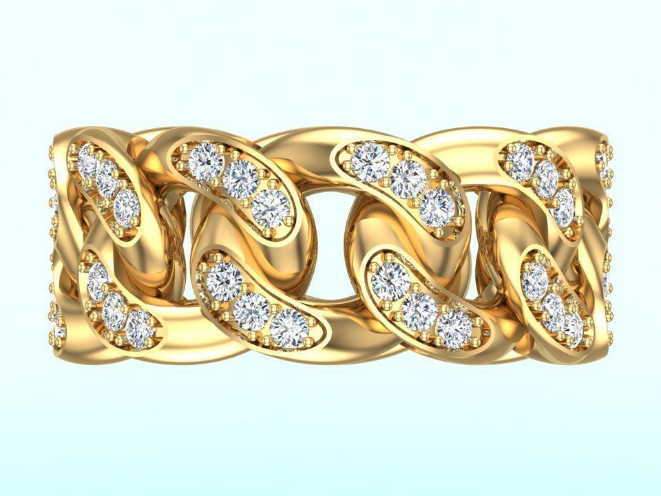 Chain ring - Miami Cuban ring - Link ring - Size 09 3D print model_4