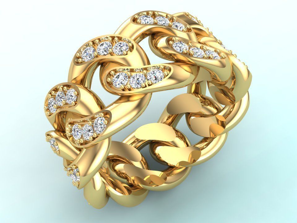 Chain ring - Miami Cuban ring - Link ring - Size 09 3D print model_1