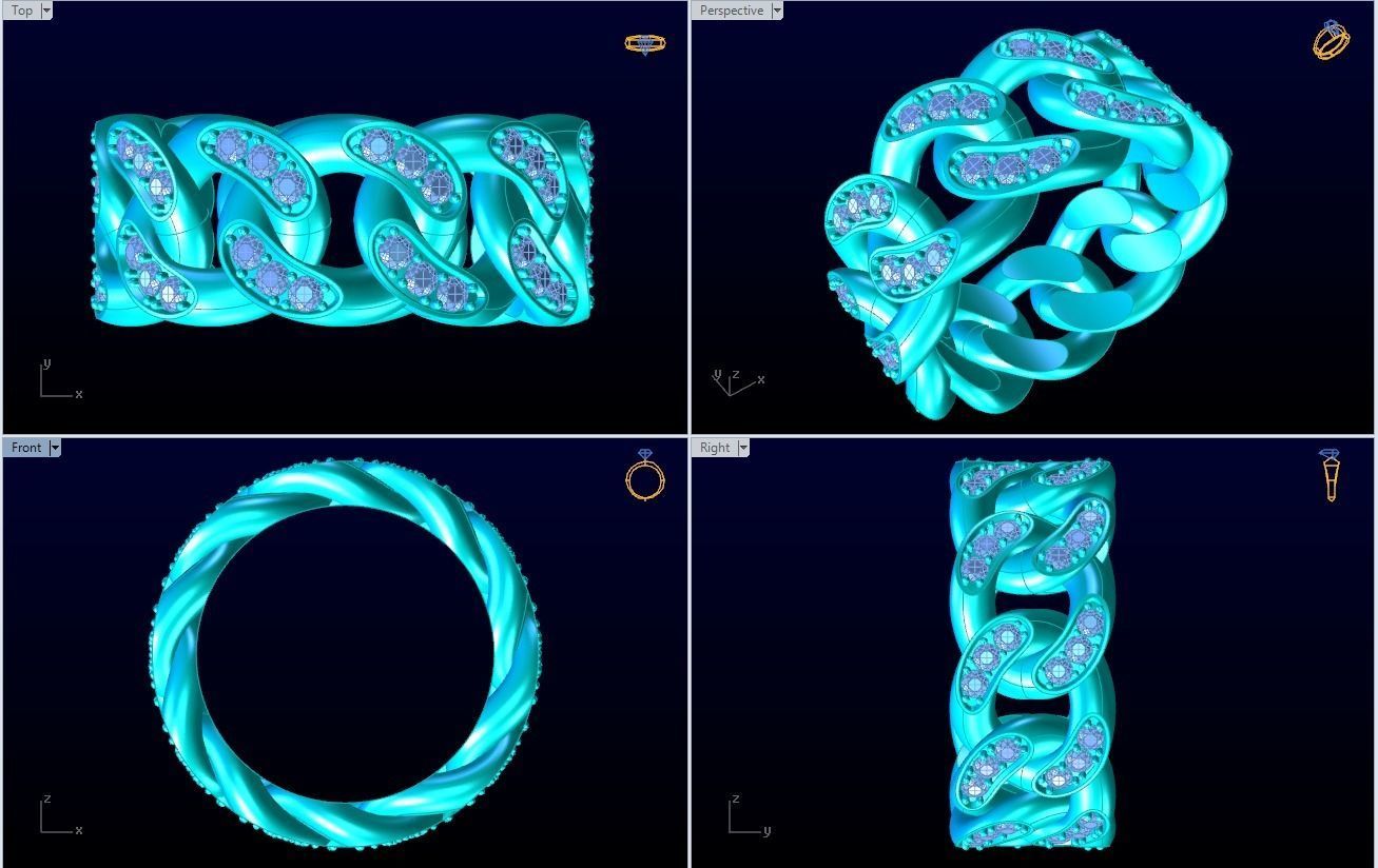Chain ring - Miami Cuban ring - Link ring - Size 09 3D print model_5