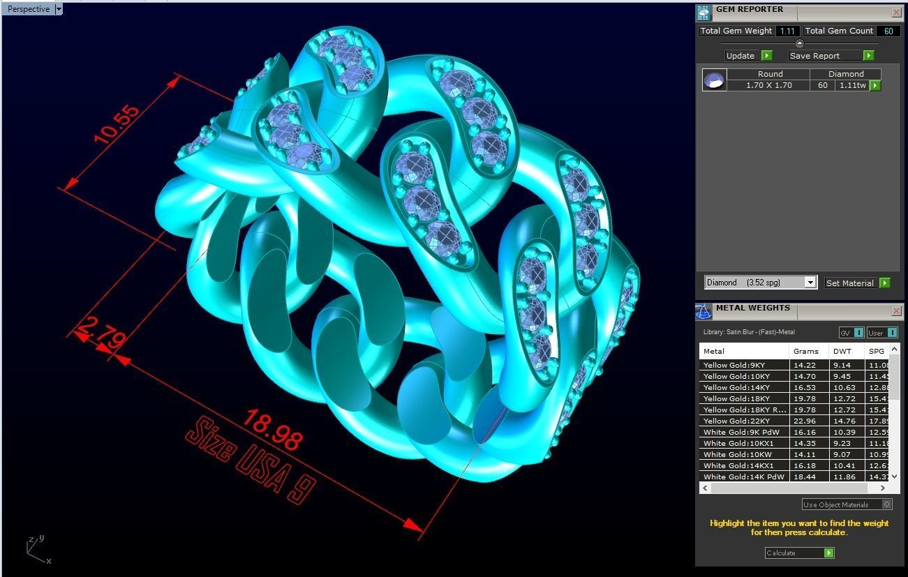 Chain ring - Miami Cuban ring - Link ring - Size 09 3D print model_6