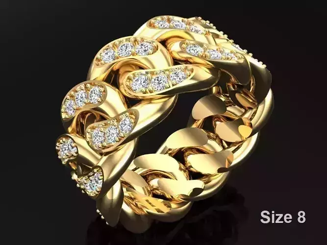 Chain ring - Miami Cuban ring - Link ring - Size 08 3D print model Chain ring - Miami Cuban ring - Link ring - Size 08 3D print model