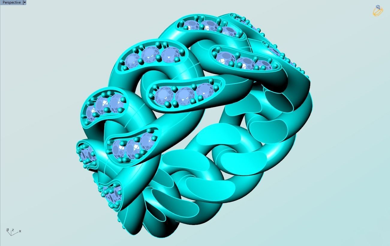 Chain ring - Miami Cuban ring - Link ring - Size 08 3D print model_7