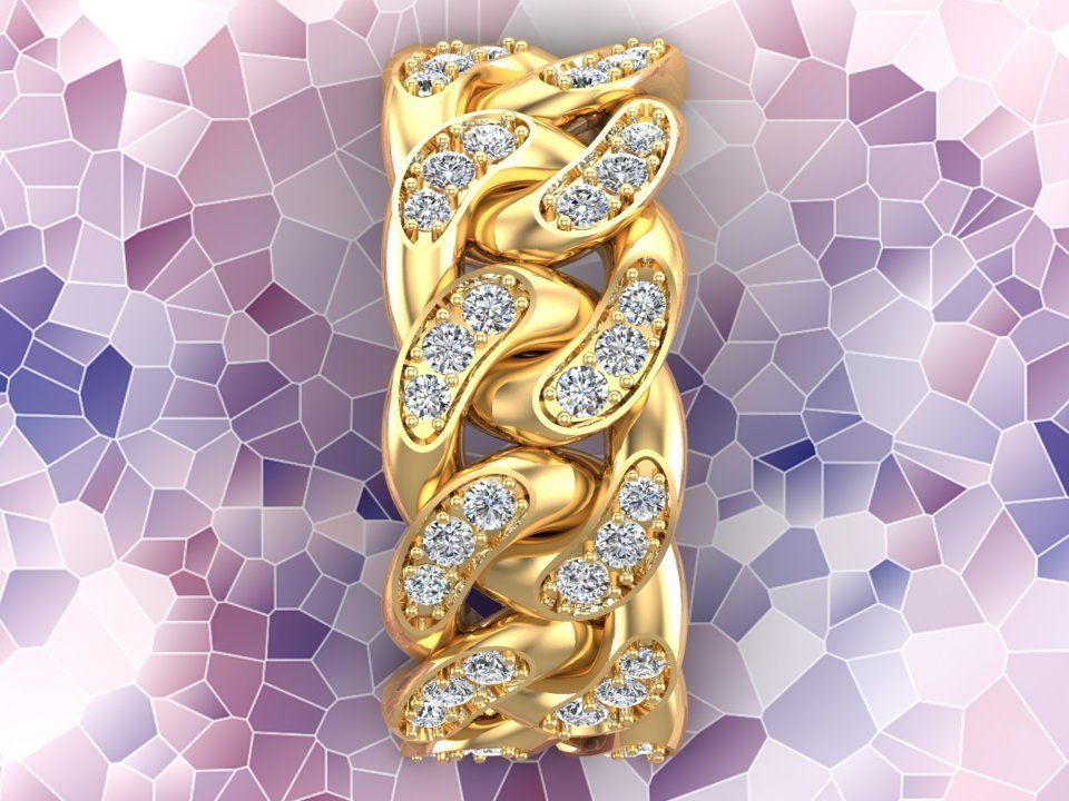 Chain ring - Miami Cuban ring - Link ring - Size 08 3D print model_12