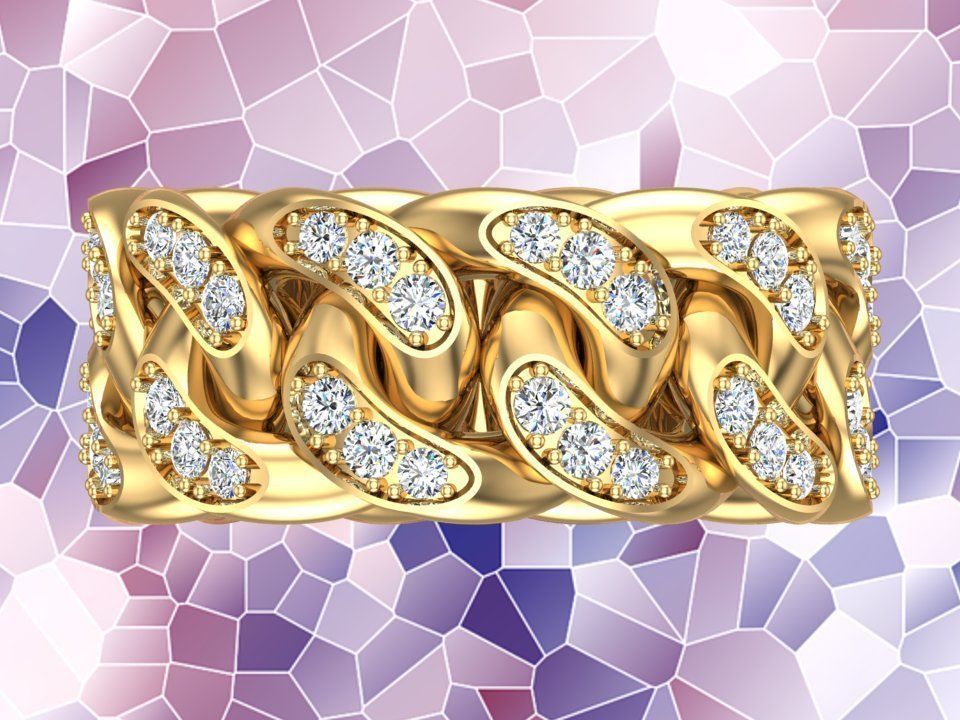 Chain ring - Miami Cuban ring - Link ring - Size 08 3D print model_8