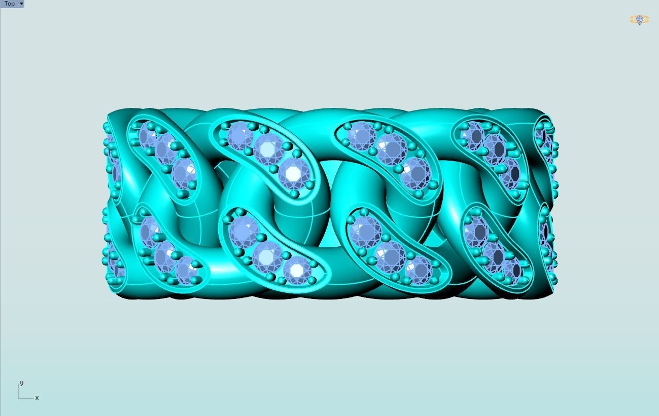 Chain ring - Miami Cuban ring - Link ring - Size 08 3D print model_13