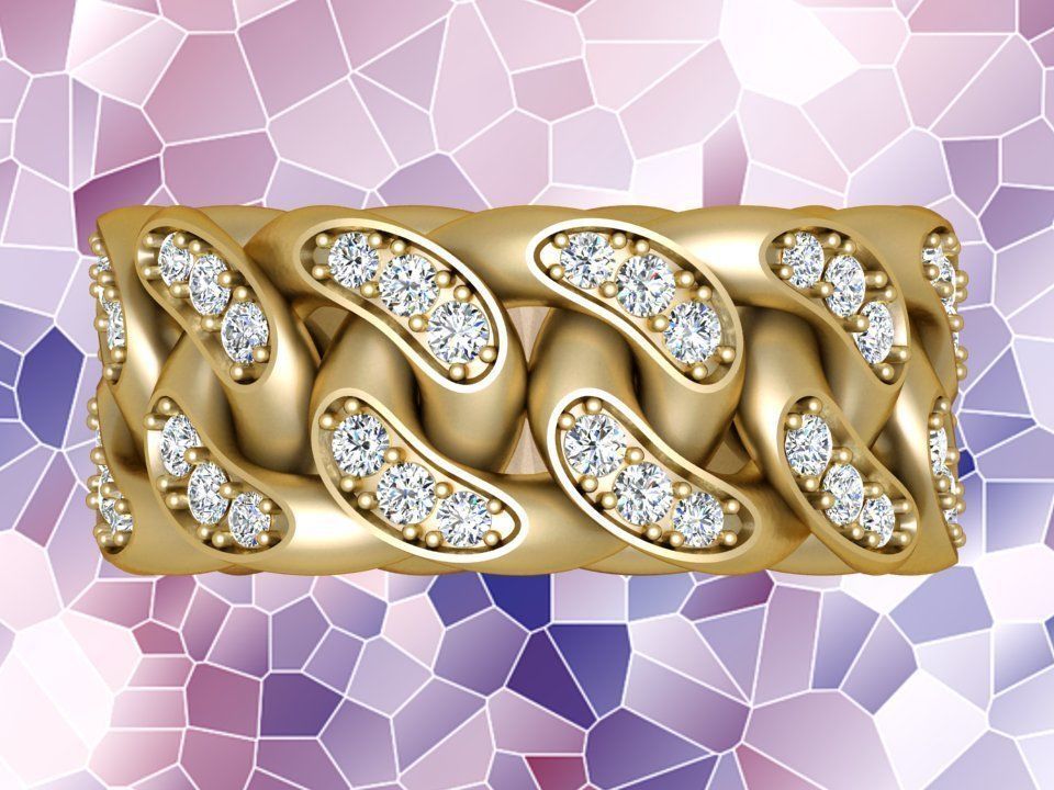 Chain ring - Miami Cuban ring - Link ring - Size 08 3D print model_9