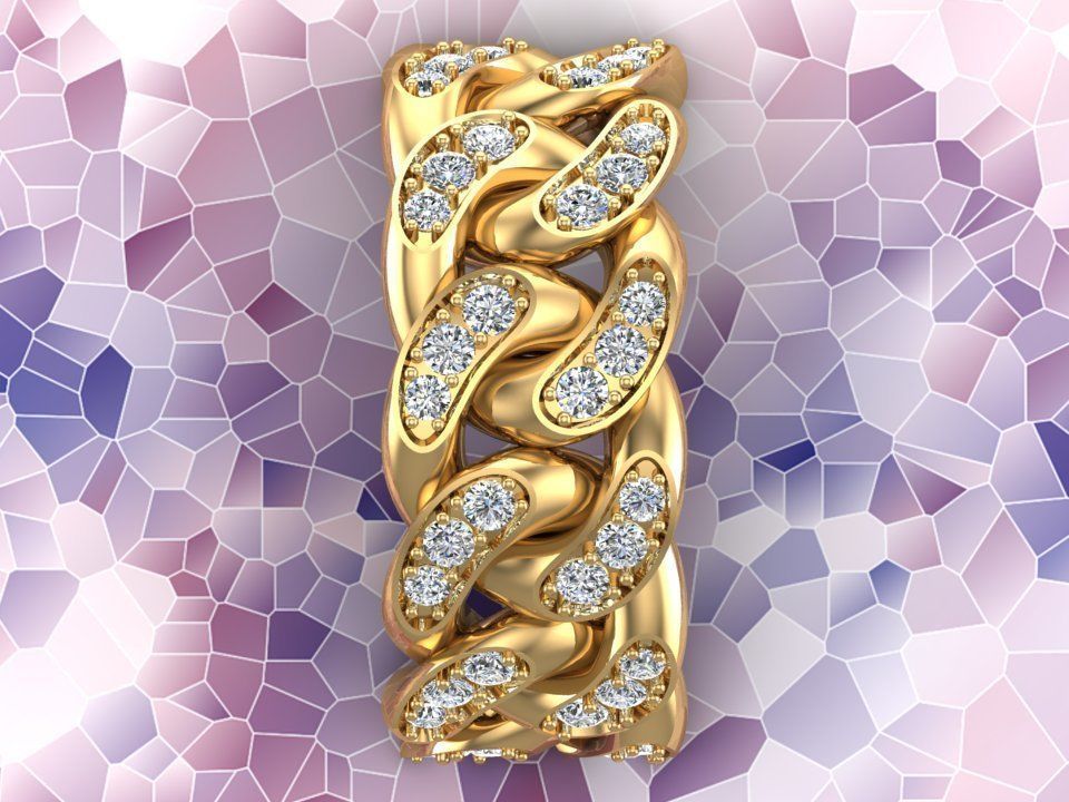 Chain ring - Miami Cuban ring - Link ring - Size 08 3D print model_11