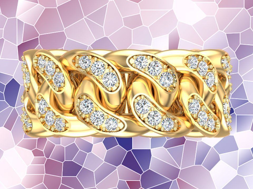 Chain ring - Miami Cuban ring - Link ring - Size 08 3D print model_10