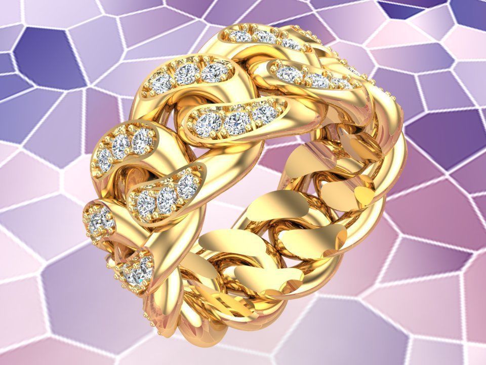 Chain ring - Miami Cuban ring - Link ring - Size 08 3D print model_1