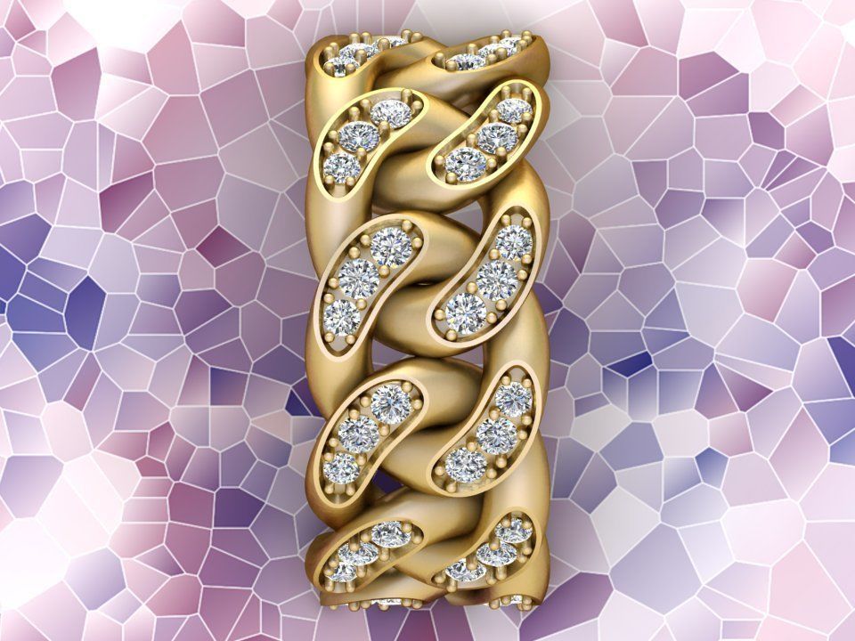 Chain ring - Miami Cuban ring - Link ring - Size 08 3D print model_4