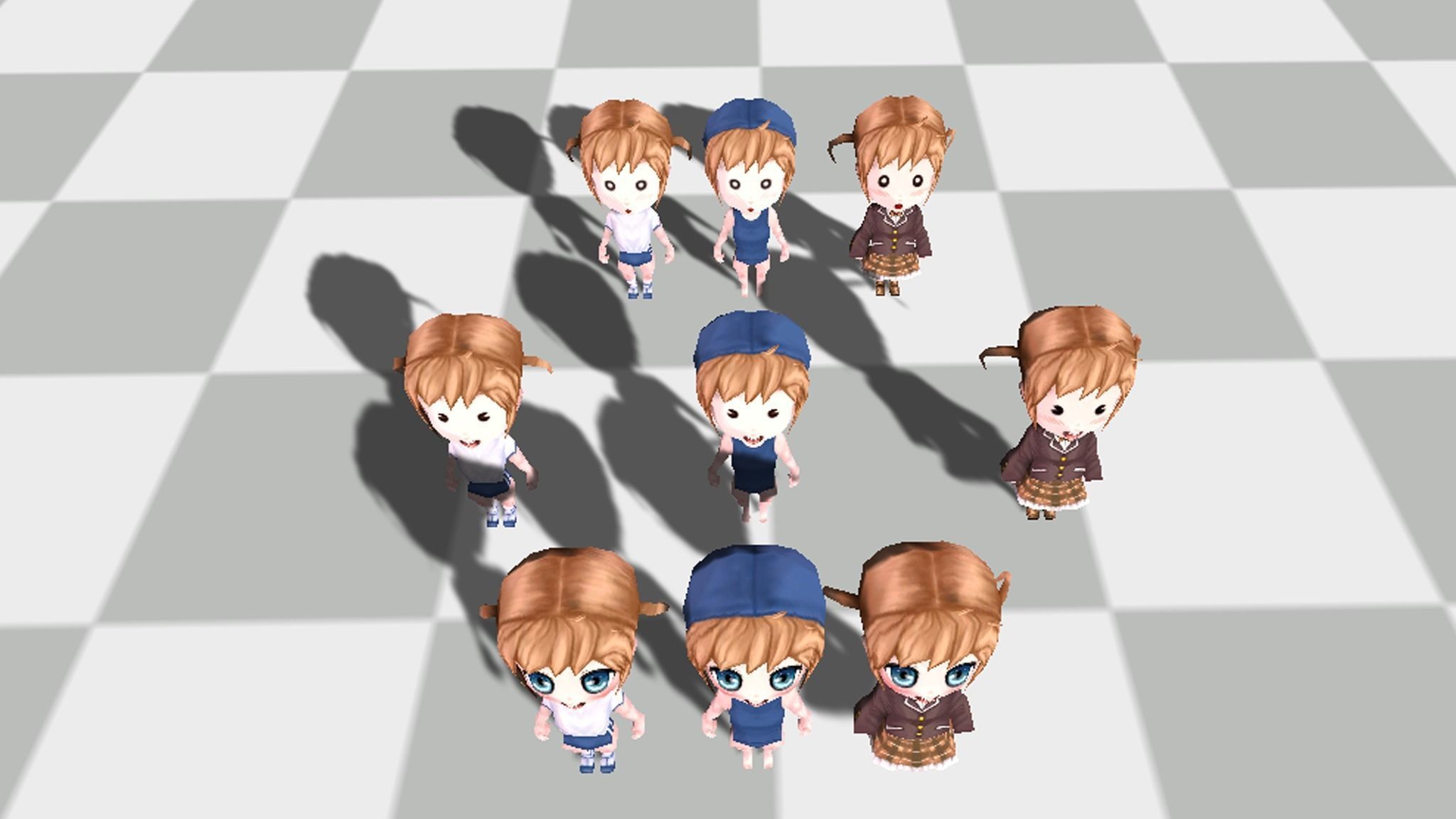 Head butt girl Low-poly 3D model_2