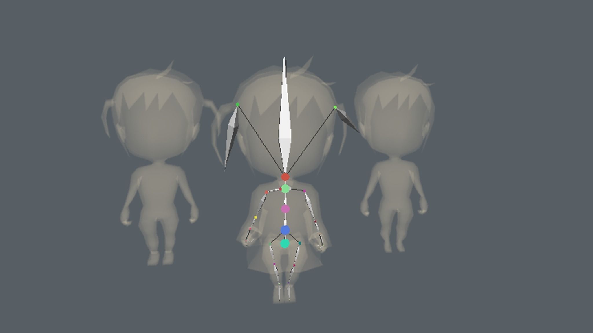 Head butt girl Low-poly 3D model_5