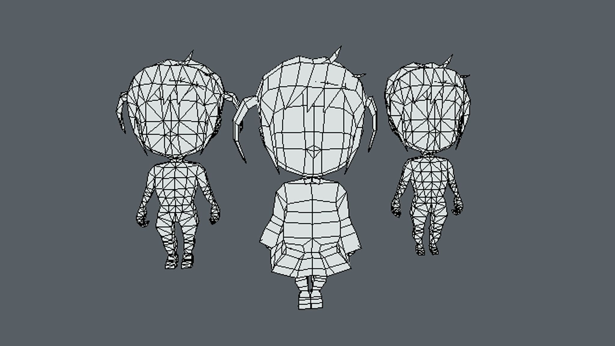 Head butt girl Low-poly 3D model_6
