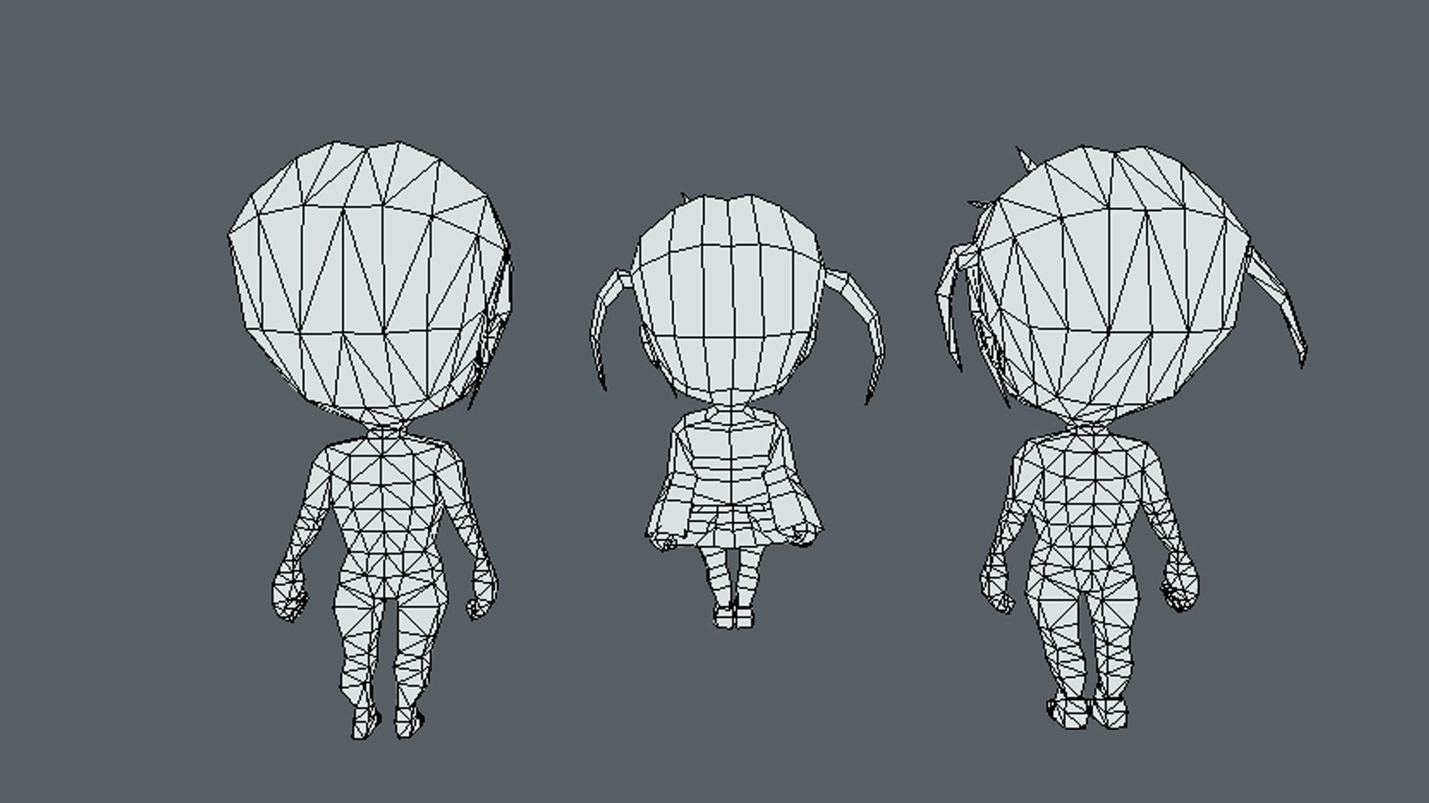 Head butt girl Low-poly 3D model_7
