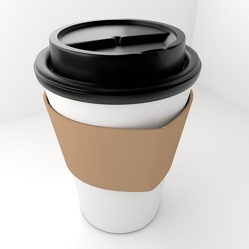 Large Paper Cup with Lid Java Jacket 3D model
