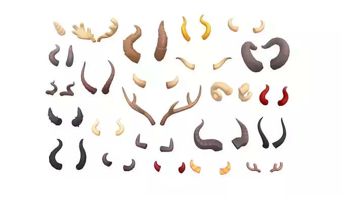 Lowpoly Horn Pack Low-poly 3D model