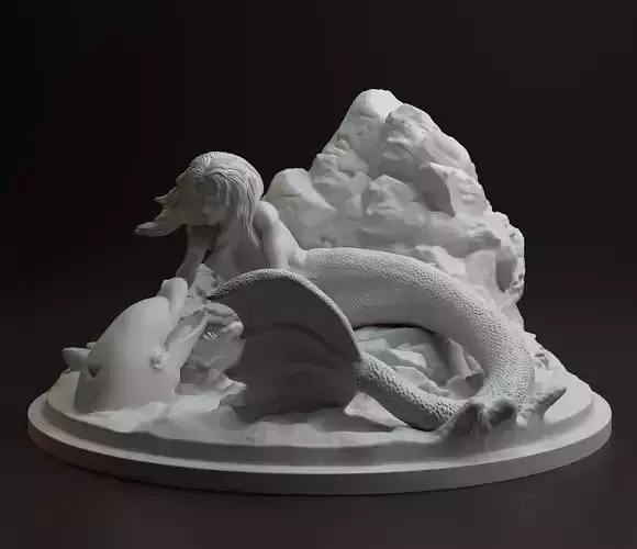 Mermaid intended for 3D printing 3D print model