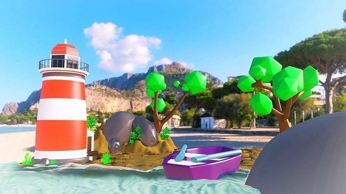 mini beach Free 3D model