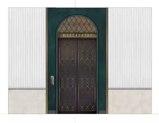 elevator door in lobby of building