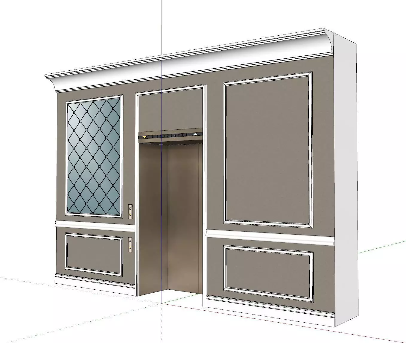elevator door in building 3D model_0