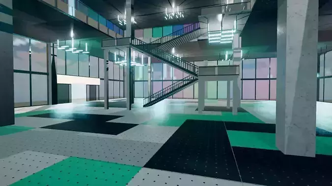 Rainbow Building Low-poly 3D model