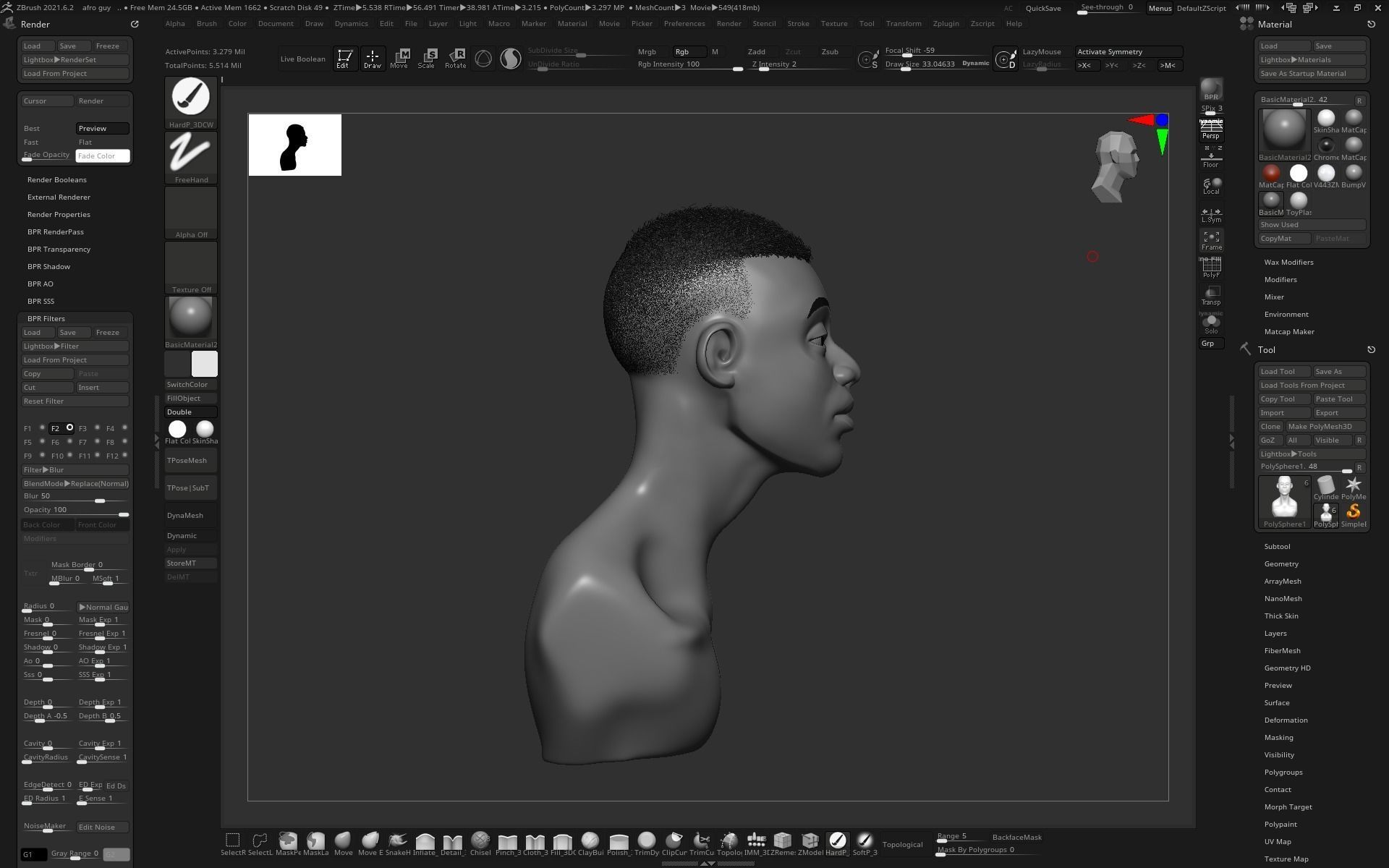 3D character bust Low-poly 3D model_1