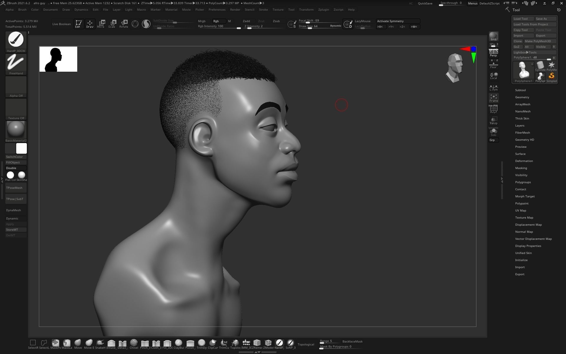 3D character bust Low-poly 3D model_4