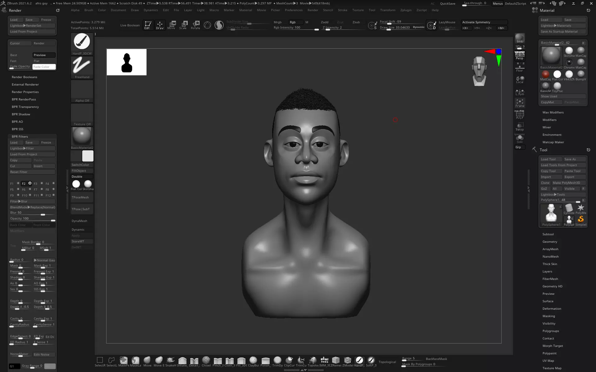 3D character bust Low-poly 3D model_0