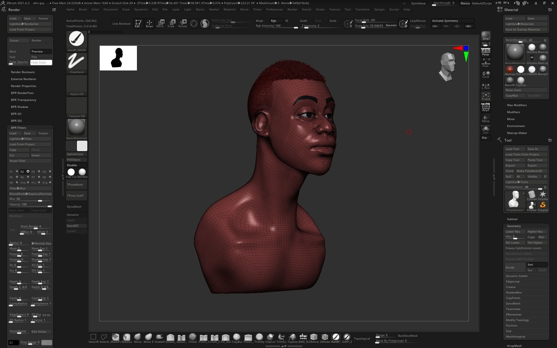 3D character bust Low-poly 3D model_2