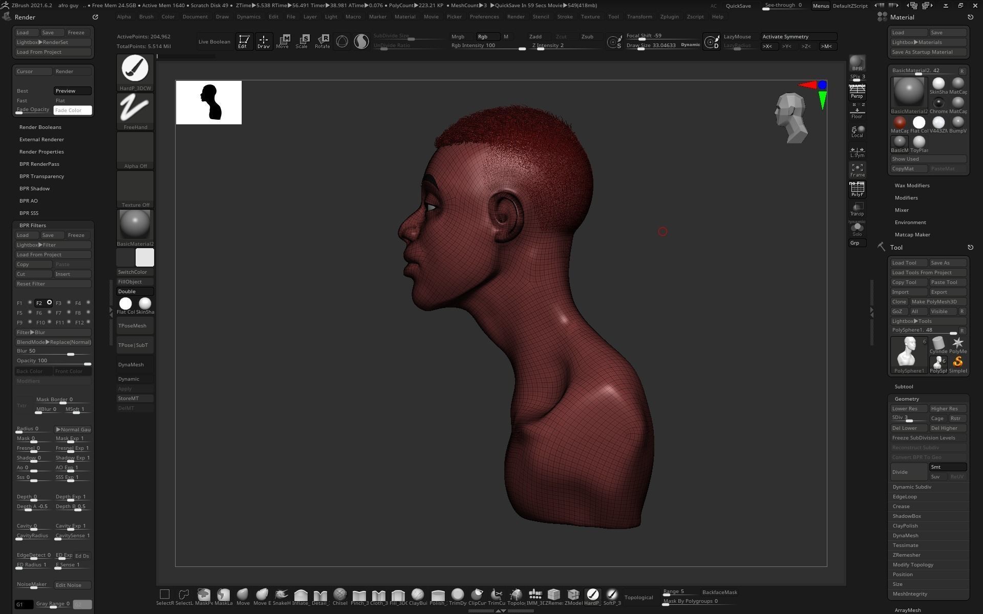 3D character bust Low-poly 3D model_3