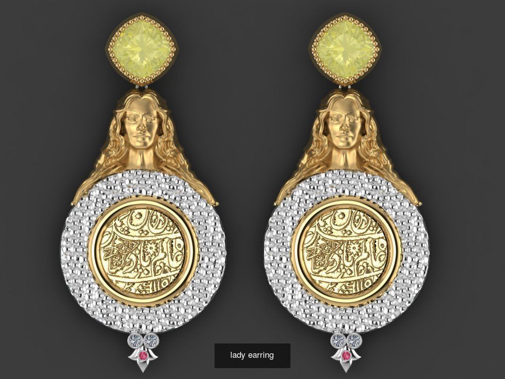 lady set islamic gold pendant with diamonds 3D Model Collection_1