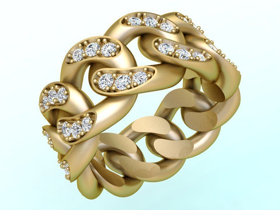 Chain ring - Miami Cuban ring - Link ring - Size 08 3D print model_2