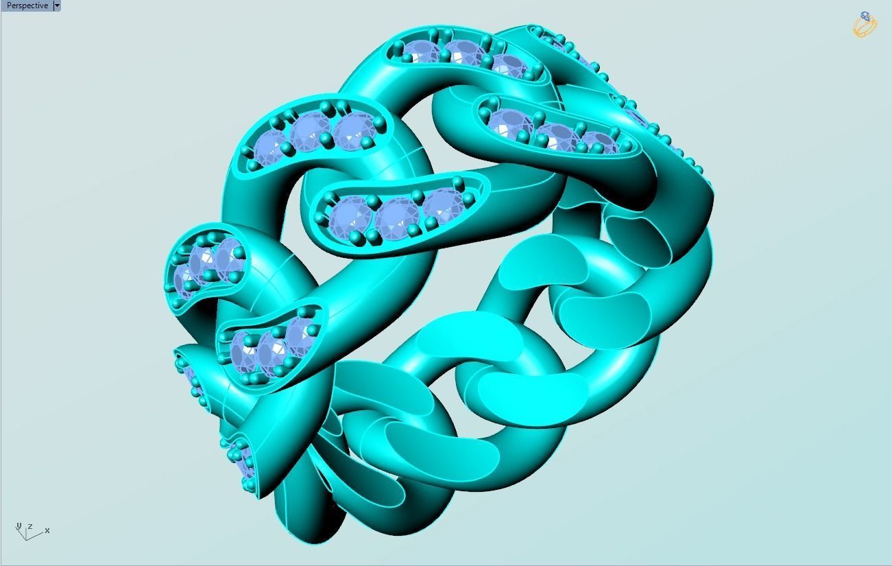 Chain ring - Miami Cuban ring - Link ring - Size 08 3D print model_10