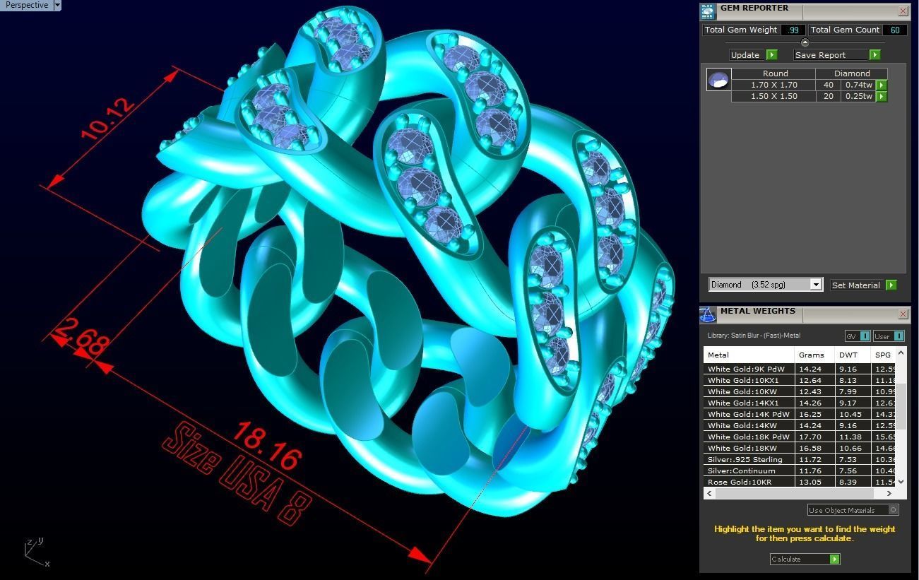 Chain ring - Miami Cuban ring - Link ring - Size 08 3D print model_6